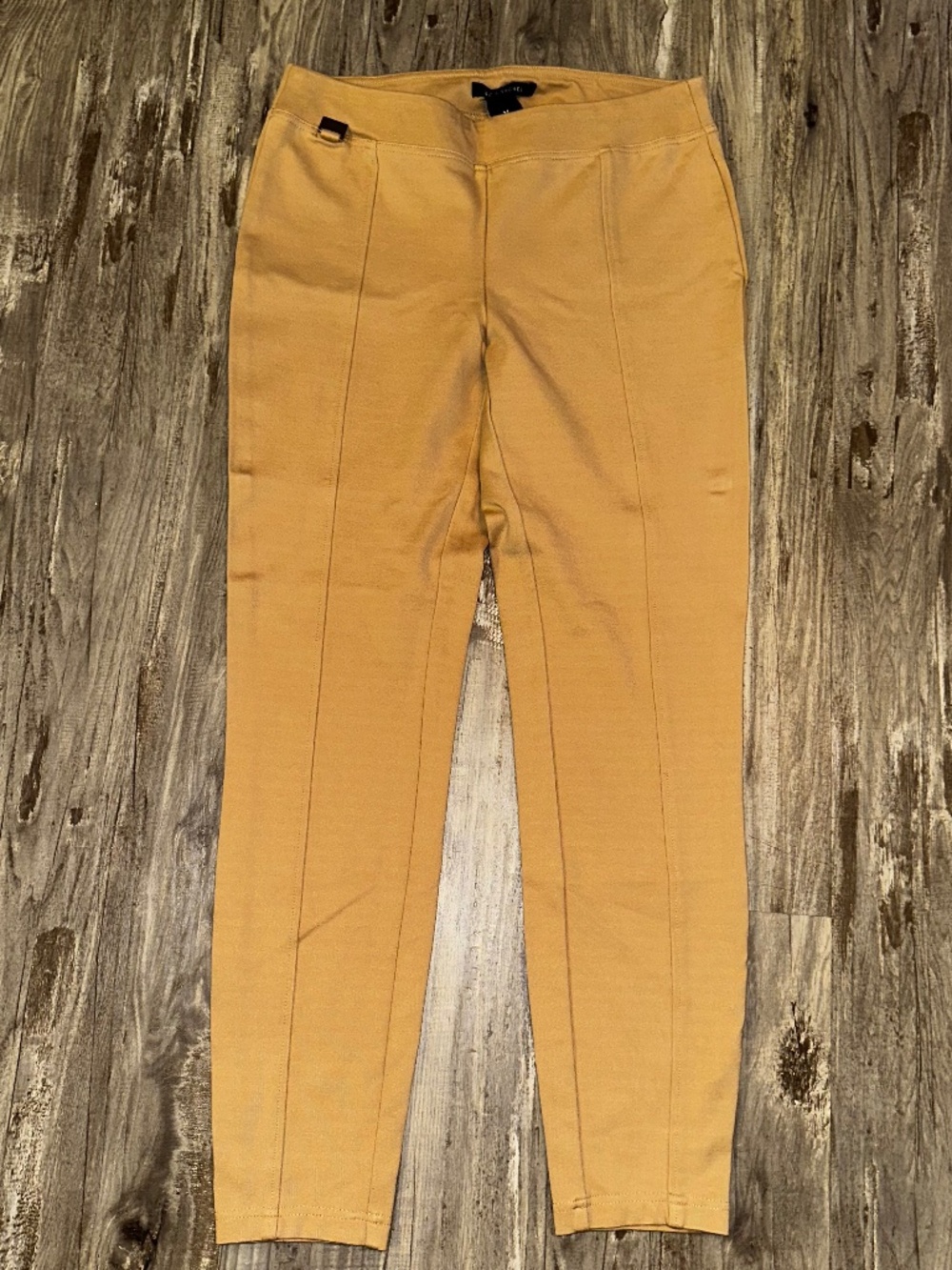 Zac & Rachel Camel Brown Rayon Stretch Knit Pintuck Pull-On Slim Pants-M